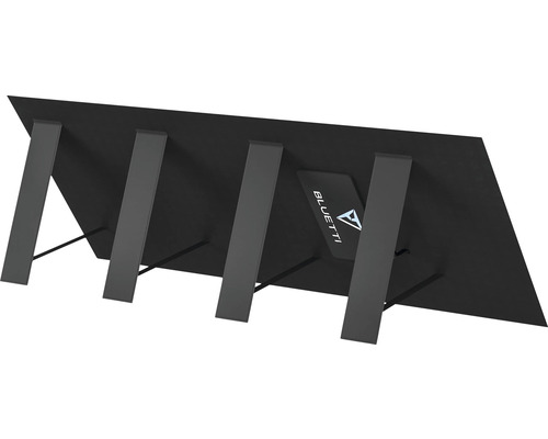 Logo Bluetti pe un panou solar cu suport