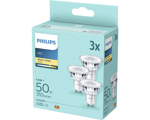 Becuri LED Philips, pachet de 3 bucăți, alb cald, 2700K