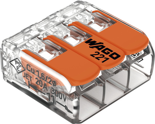 Cleme legături rapide cabluri Wago 3x 0,14-4 mm², 12 buc. | HORNBACH