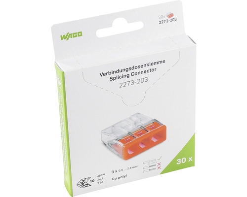 Cleme legături doză Wago 3x0,5-2,5mm² (gama 2273-203) | HORNBACH