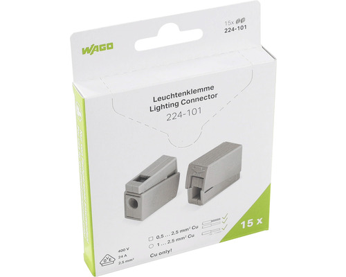 Pachet de cleme de iluminat Wago 224-101 cu 15 bucăți