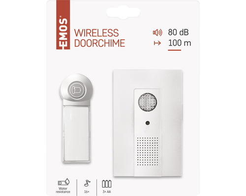 Sonerie wireless cu volum de 80 decibeli și o rază de acțiune de 100 de metri
