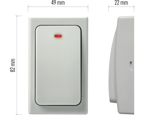 Întrerupător cu dimensiunile 82 mm x 49 mm x 22 mm