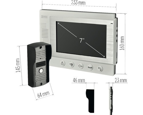 Dimensiunile unui interfon cu ecran de 7 inchi și stație externă