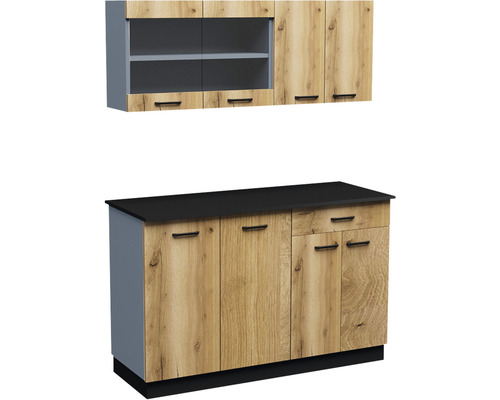 Mobilă de bucătărie Malaga, L 140 cm, decor stejar Mobilă de bucătărie Malaga, L 140 cm, decor stejar