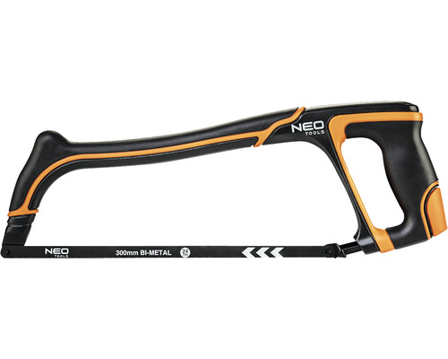 Fierăstrău pentru metal (bomfaier) NeoTools 300mm, mâner ergonomic bimaterial Fierăstrău de traforaj NEO Tools, 300 mm, pânză de fierăstrău bimetal