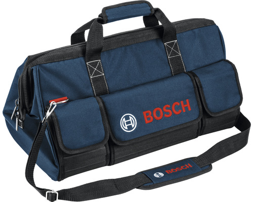 Geantă scule BOSCH 35x55 cm, material textil negru/albastru, cu mâner Geantă scule BOSCH 35x55 cm, material textil negru/albastru, cu mâner