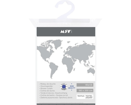 Cortină de duș MSV cu hartă mondială, 180 x 200 cm