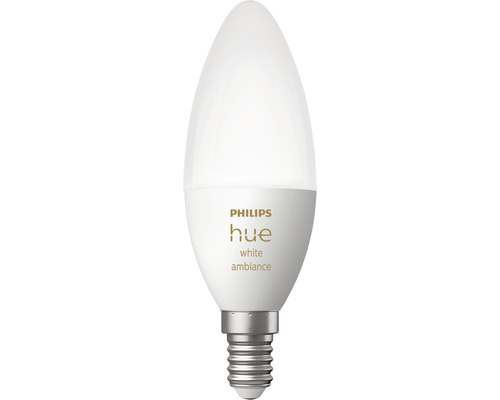 Bec LED variabil Philips Hue E14 5,2W 320 lumeni, glob mat lumânare, lumină albă 2200-6500K