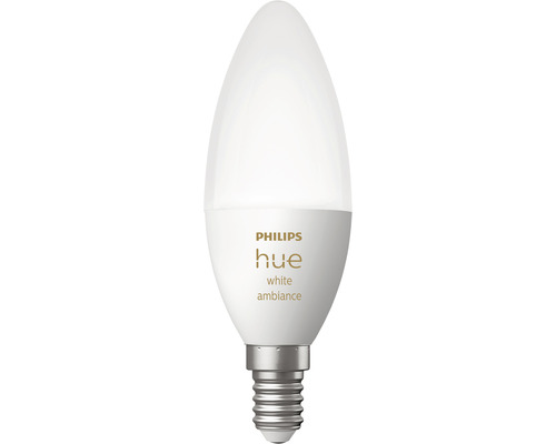 Bec LED variabil Philips Hue E14 5,2W 320 lumeni, glob mat lumânare, lumină albă 2200-6500K Bec LED Philips Hue White Ambiance în formă de lumânare