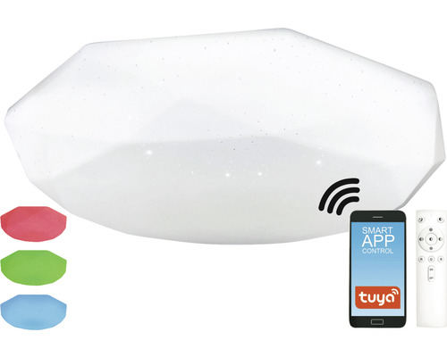 Plafonieră cu LED integrat Sparkle Smart 30W 3000 lumeni, lumină RGB, cu telecomandă & WiFi Plafonieră cu control prin aplicație și telecomandă