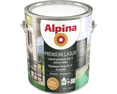 Lazură premium pentru lemn Alpina mahon 2,5 l