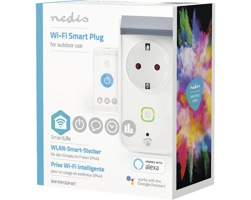 Ștecher inteligent Nedis WiFi pentru exterior în ambalaj