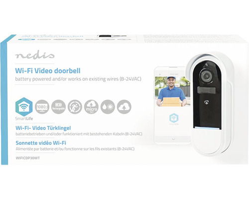 Sonerie video WiFi Nedis cu baterie sau conexiune prin cablu