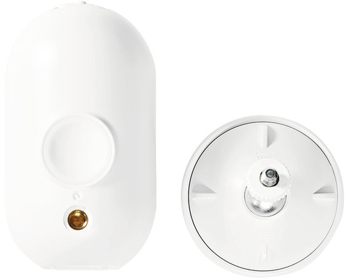 Cameră de supraveghere albă, vedere frontală și spate