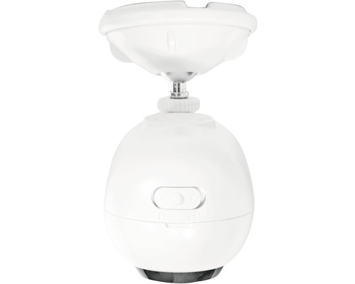 Cameră de supraveghere de interior albă cu formă rotundă și fixare