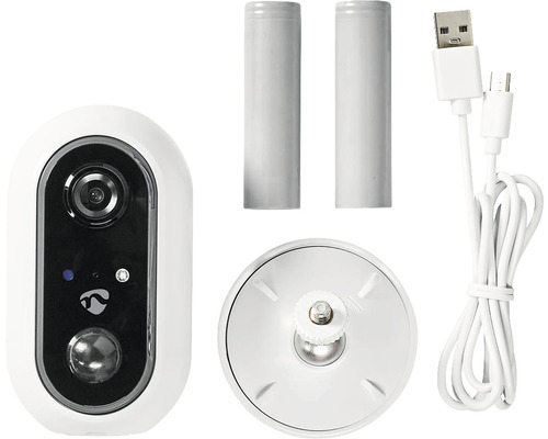 Cameră de supraveghere cu baterii, suport și cablu USB