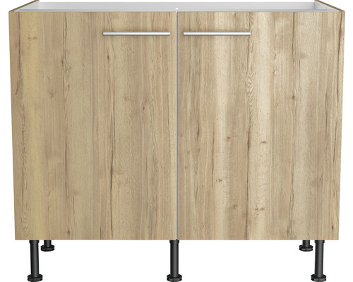 Dulap inferior lavoar cu două uși și mânere cu aspect de lemn