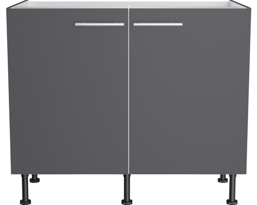 Dulap inferior cu două uși gri și mânere argintii