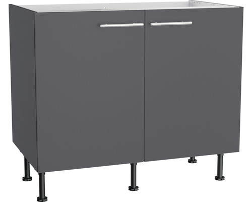 Mască chiuvetă bucătărie Optifit Ingvar420, 100 cm, antracit Dulap inferior cu două uși și mânere metalice