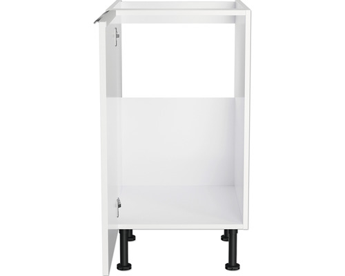 Corp inferior de bucătărie alb cu picioare negre