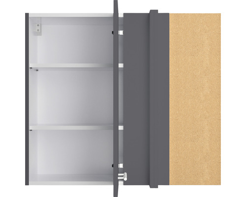 Dulap cu oglindă gri deschis, cu două rafturi