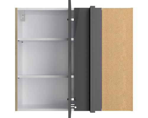 Dulap cu oglindă deschis cu rafturi