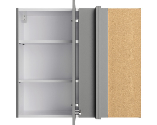 Dulap cu oglindă gri deschis cu rafturi