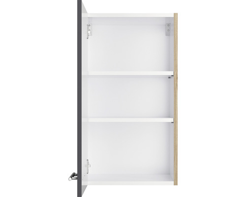 Dulap suspendat deschis cu trei rafturi pentru depozitare în baie