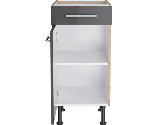 Corp inferior cu sertar, ușa deschisă și rafturi