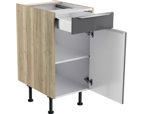 Corp inferior de bucătărie cu sertar, ușă și rafturi