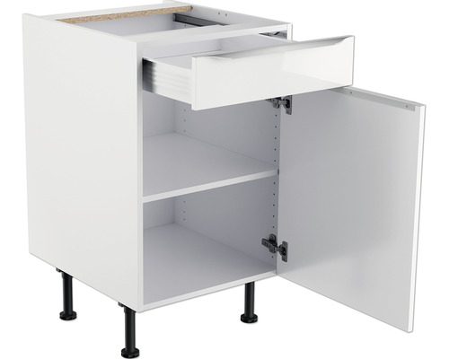 Corp inferior de bucătărie cu sertar, ușă și două rafturi