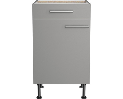 Dulap de bază gri pentru lavoar cu sertar și ușă