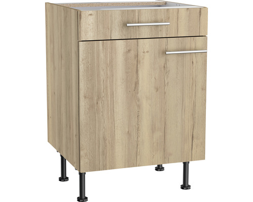 Corp inferior bucătărie Optifit Erik290, 60 cm, 1 ușă 1 sertar, stejar