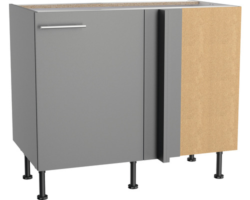 Corp inferior de colț bucătărie Optifit Mats825, 100 cm, 1 ușă, gri bazalt Corp inferior de bucătărie cu ușă și picioare negre
