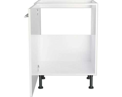 Corp inferior de bucătărie cu ușa deschisă și picioare negre