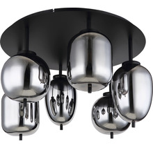 Lumină de tavan cu șase lămpi și abajururi metalice