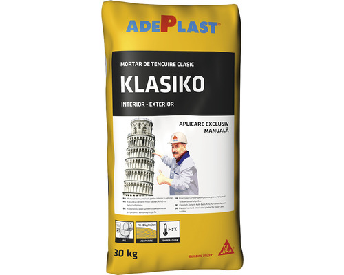 Mortar clasic de tencuială ADEPLAST Klassiko aplicare manuală pentru interior și exterior 30 kg