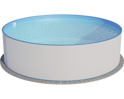 Piscină îngropată cu pereți de oțel Planet Pool Baja Ø 350 cm H 120 cm capacitate 11000 l inclusiv sistem de filtru, set skimmer, scară, furtun, nisip filtrant