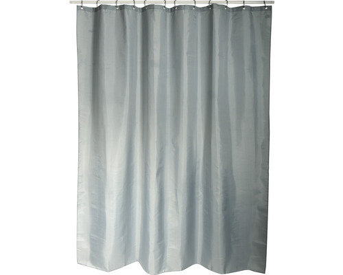 Cortină de duș gri din material textil cu inele pe o bară de duș