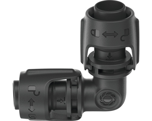 Cot 90° pentru conductă de 1/2" Gardena, plastic negru
