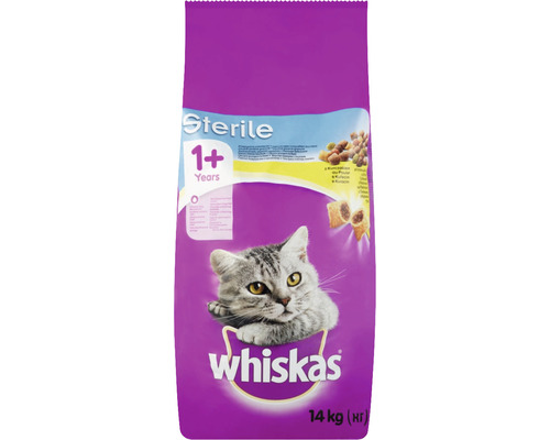 Hrană uscată pentru pisici Whiskas Sterile cu pui 14 kg Whiskas hrană pentru pisici Sterile 1+ ani în sac de 14 kg