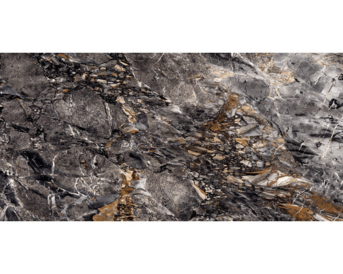 Gresie / Faianță porțelanată glazurată Mozart Black High Gloss rectificată 60x120 cm