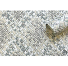 Tapet cu model geometric mozaic și vedere rolă