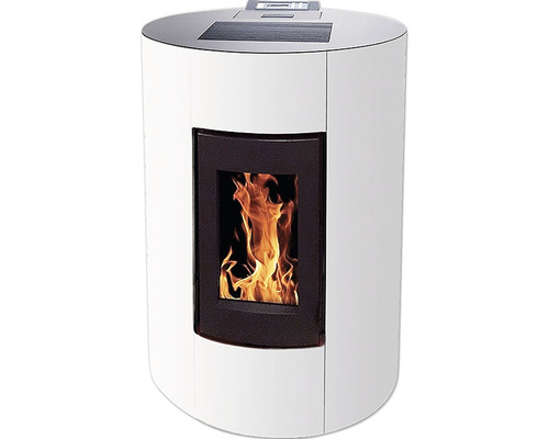 Șemineu pe peleți Interstoves Aurelia 11,4 kW alb, aprindere electrică, 100,7x70,4x54,8 cm Șemineu pe peleți alb cu flăcări