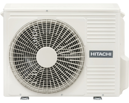 Unitate exterioară de aer condiționat cu logo Hitachi