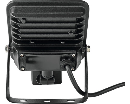 Vedere din spate a unui reflector LED negru cu senzor de mișcare