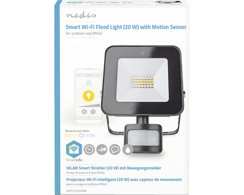 Proiector inteligent Wi-Fi Nedis de 20 W cu senzor de mișcare pentru exterior