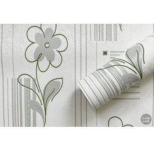 Tapetă cu flori, cu model floral și dungi