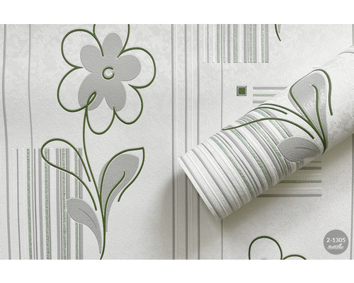 Tapetă cu flori, cu model floral și dungi